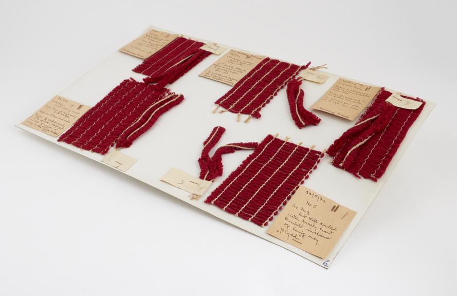 Mounted board of woollen fur/ladder samples