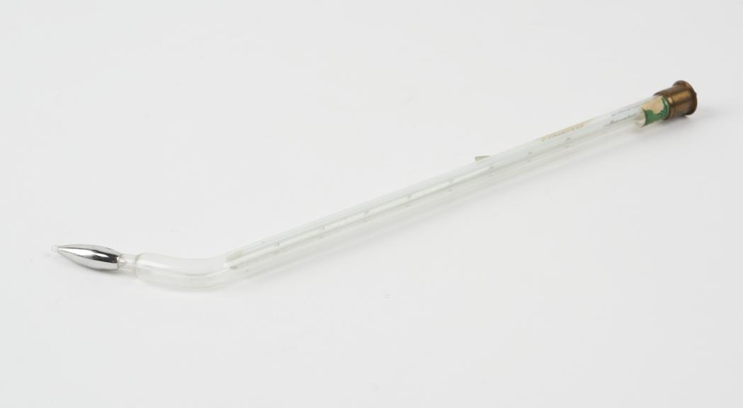 Bent clinical thermometer, Fahrenheit, owned by Casella