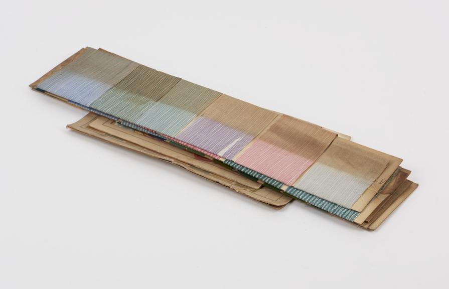 Bundle of test cards showing dye printing, 1912-1913