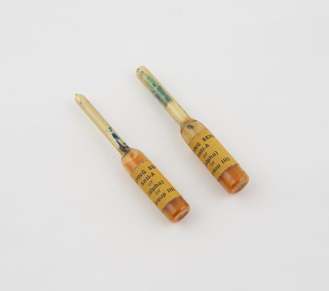 Four ampoules of blood typing serum