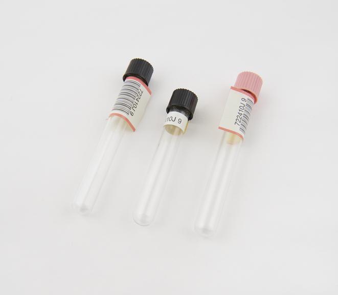 Set of small (8.5 - 10 cm height) test tubes with screw tops