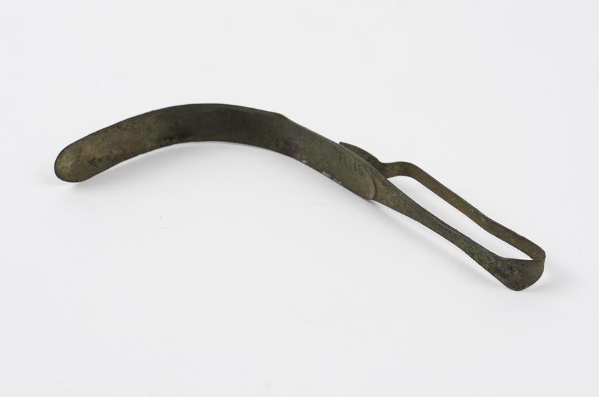 Strigil, bronze, excavated at Paris, Roman