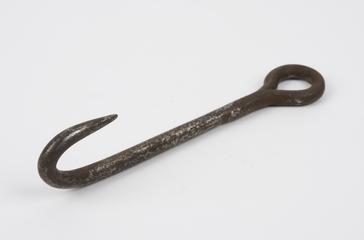 One metal hook with a circular eye at the top