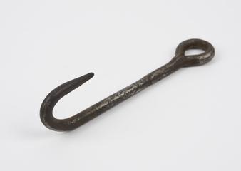 One metal hook with a circular eye at the top