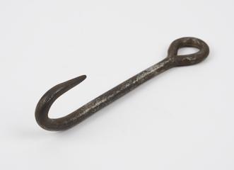 One metal hook with a circular eye at the top