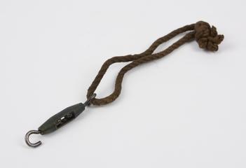 Tied loop of rope with a metal hook attached