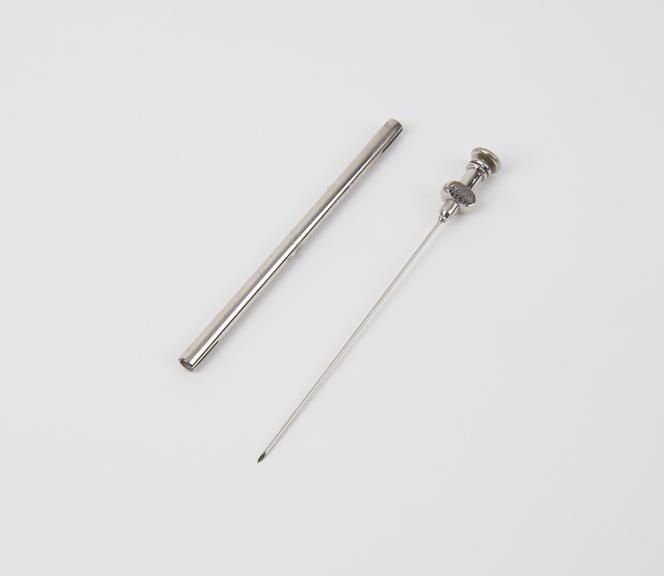 Tuffier's lumbar needle in holder, nickel plated steel