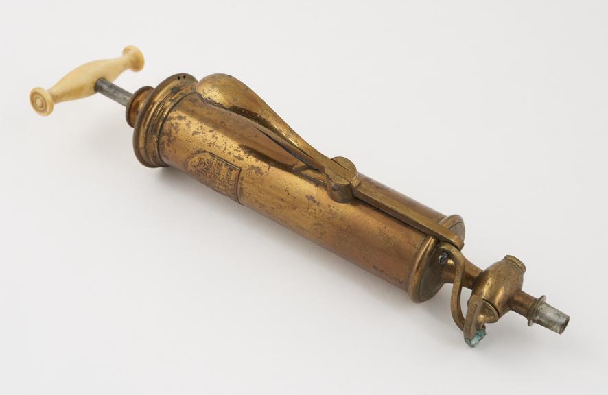 Brass piston-action stomach pump, probably late 19th century