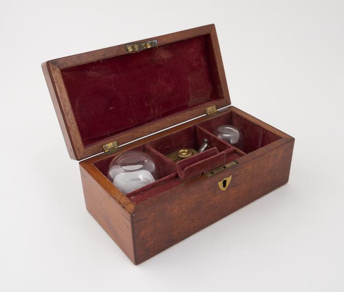 Set of cupping instrument, in wooden case, by Weiss, London