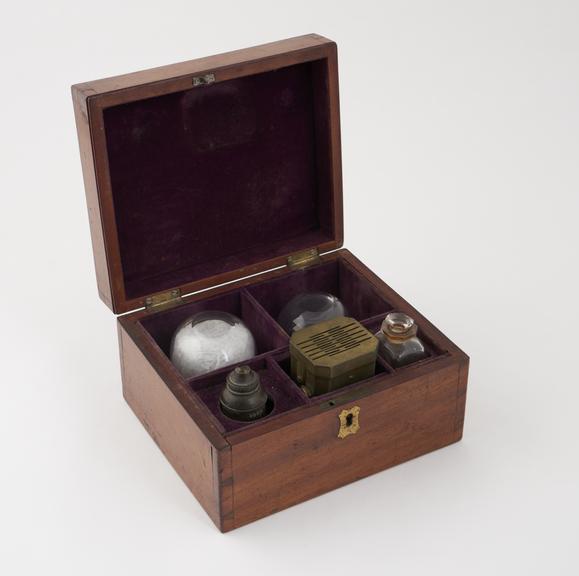 Set of cupping instruments in wooden case, 18th or 19th century