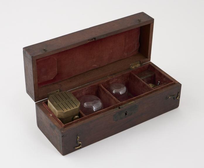 Set of cupping instruments, in wooden case, by strange, London