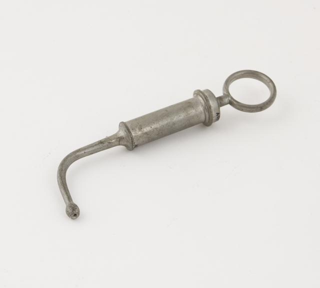 Pewter syringe, for injecting glycerine, piston action