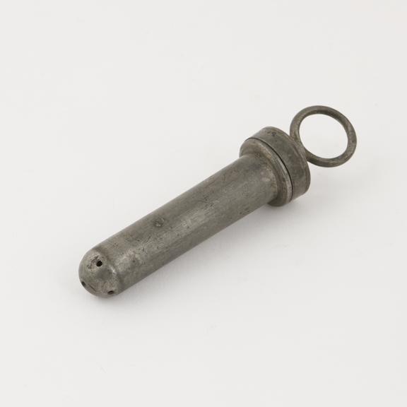 Pewter vaginal syringe, piston action