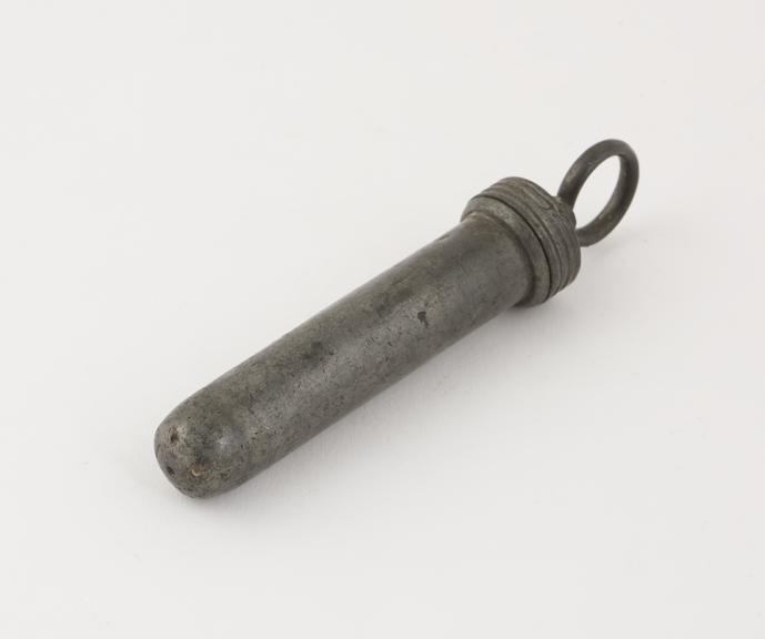 Pewter vaginal syringe, piston action