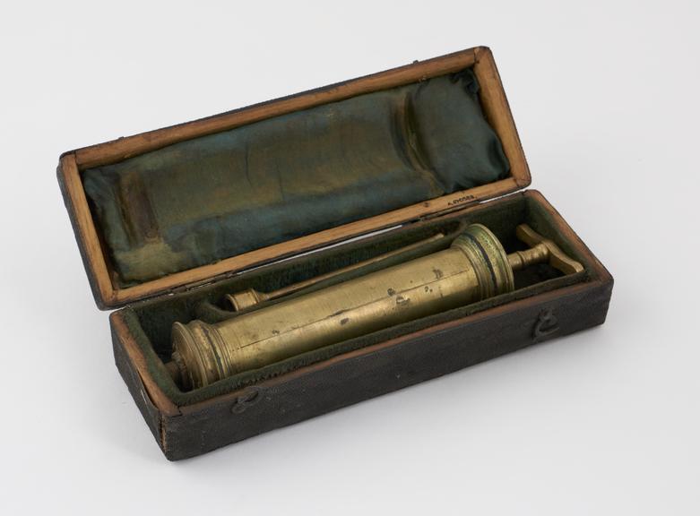 Urethral syringe, in fishskin case, early 19th century