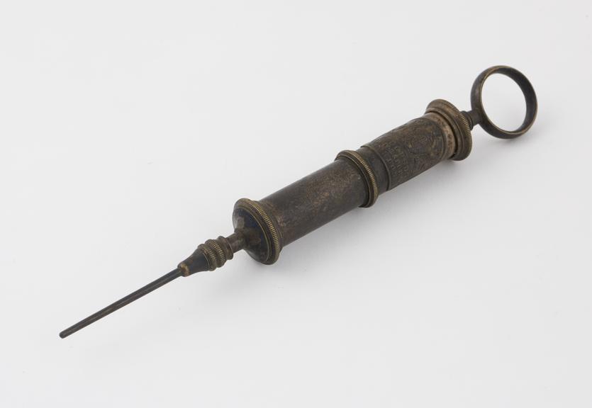 Metal urethral syringe, made by Ferguson, 21 Giltspur Street