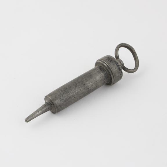 Pewter urethral syringe, piston action, 18th century