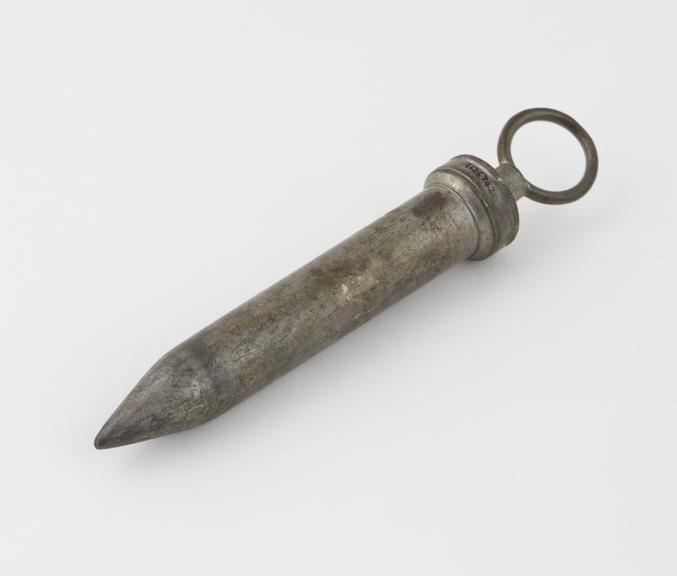 Pewter urethral syringe, English, 1801-1900