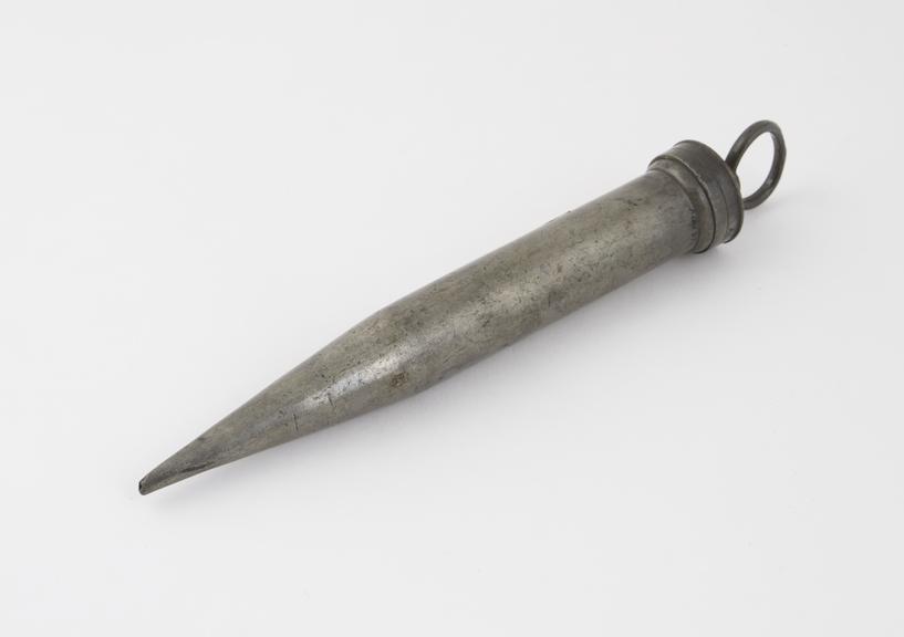 Pewter urethral syringe, piston action, 18th or 19th century