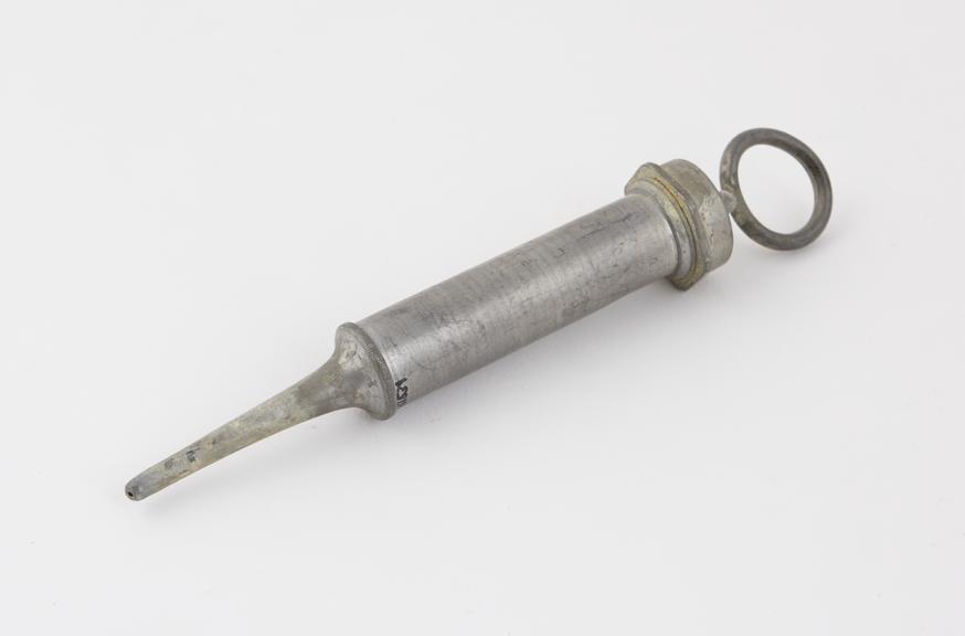 Pewter urethral syringe, piston action