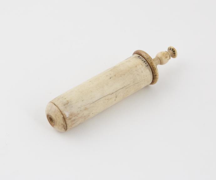 Bone piston action syringe, 18th century, Europe