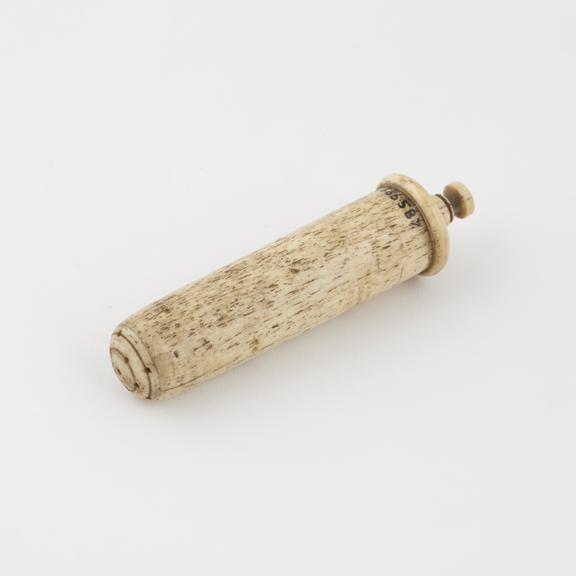 Bone vaginal syringe, piston-action, 18th century