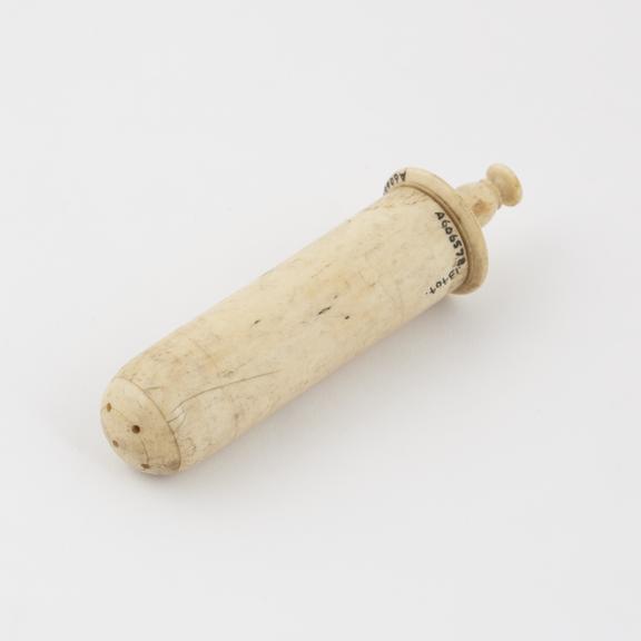 Bone vaginal syringe, piston-action, 18th century