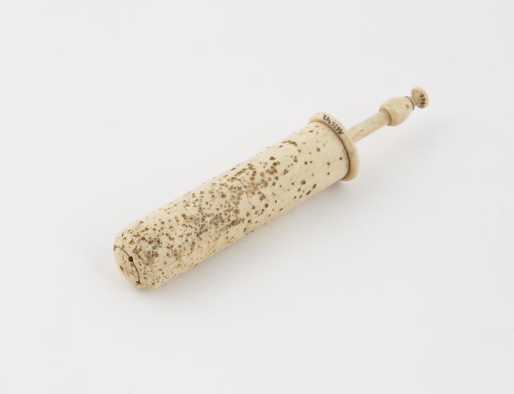 Bone piston-action vaginal syringe, 17th century, Europe