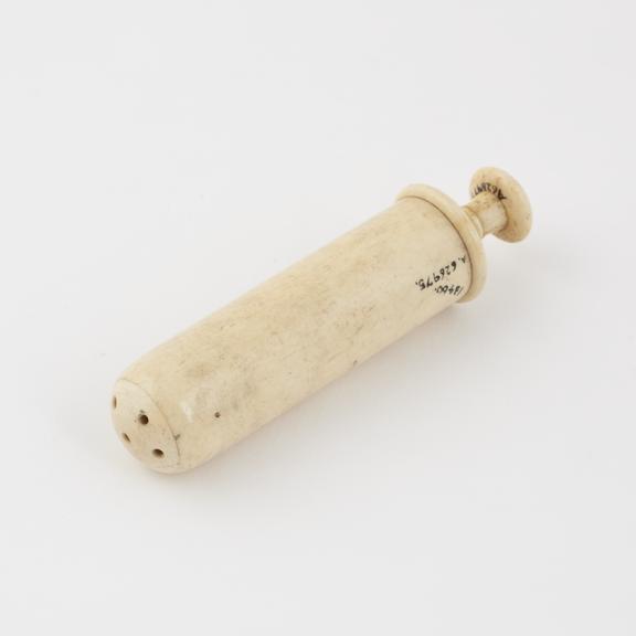 Bone piston-action vaginal syringe, 18th century, Europe