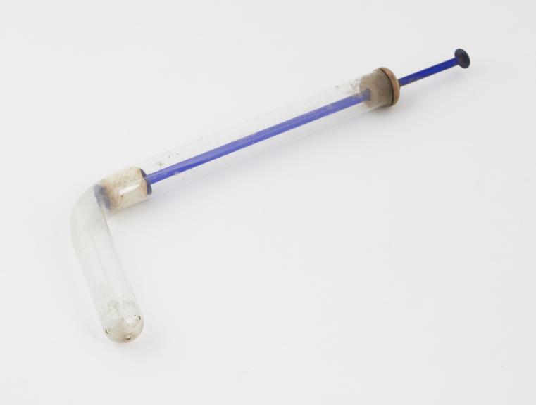 Glass piston-action vaginal syringe, European, 1870-1920