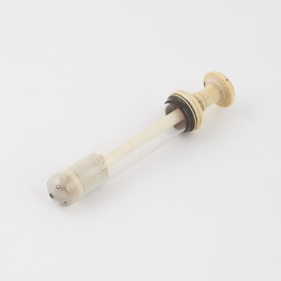 Glass and ivory vaginal syringe, piston action, 19th century