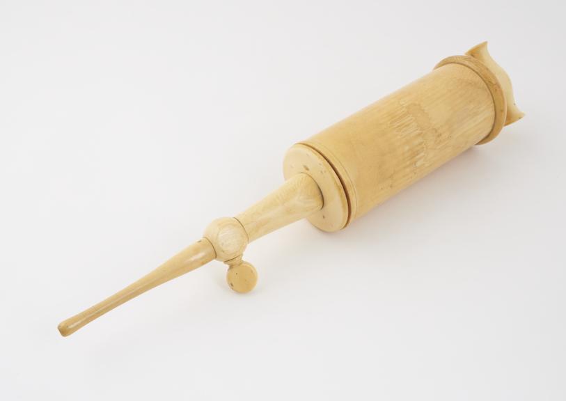 Enema syringe, ivory