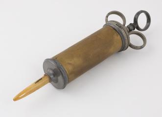 Brass enema syringe with ivory nozzle