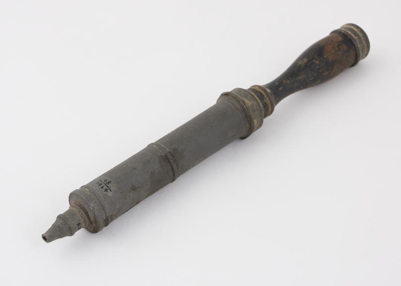 Pewter enema syringe, possibly 19th century