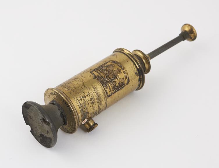 Enema syringe, with piston action, by Evans and Co