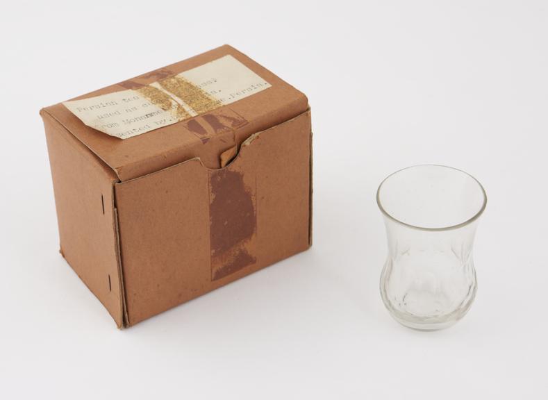 Tea glass, used as a cupping glass, in box, Persian