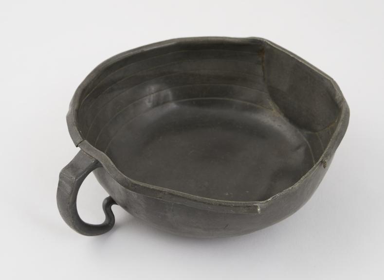 Pewter bleeding bowl, graduated, English, 18th or 19th century