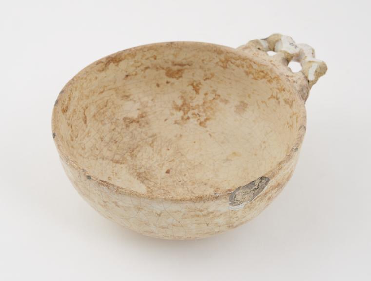 Earthenware bleeding bowl, tin-glazed, Southwark or Lambeth