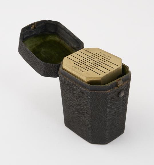 Brass scarificator with 16 lancets, in case, by W