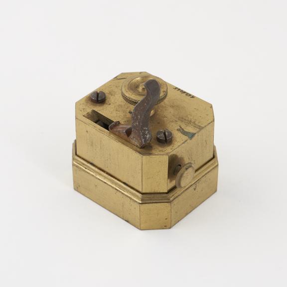 Scarificator with eight lancets, brass and steel, English