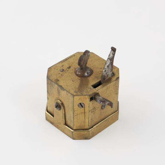 Scarificator with sixteen lancets, brass and steel,English