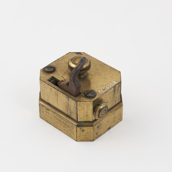 Scarificator with twelve lancets, brass and steel, English