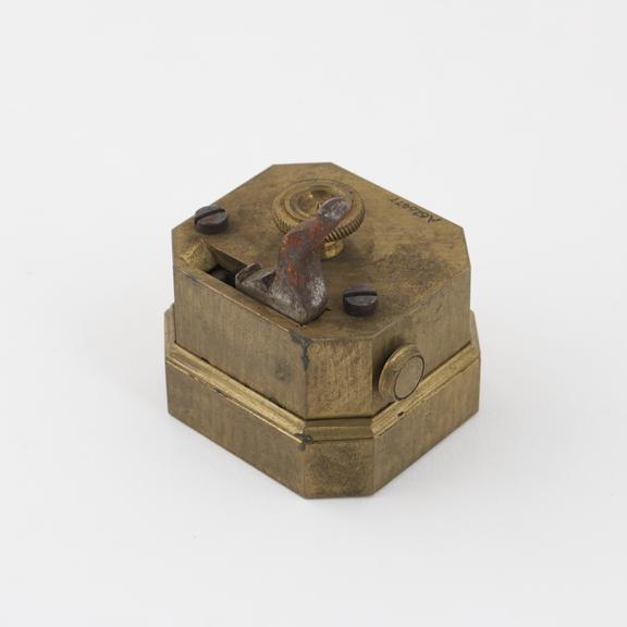 Scarificator with twelve lancets, brass and steel, English