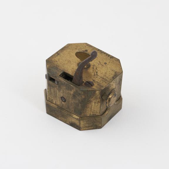 Scarificator with sixteen lancets, brass and steel, English