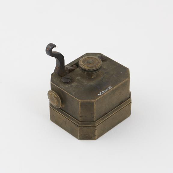 Scarificator with twelve lancets, brass and steel, English