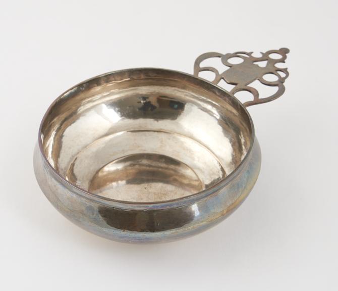 Silver bleeding bowl, engraved MB 1705, made Exeter, 1704