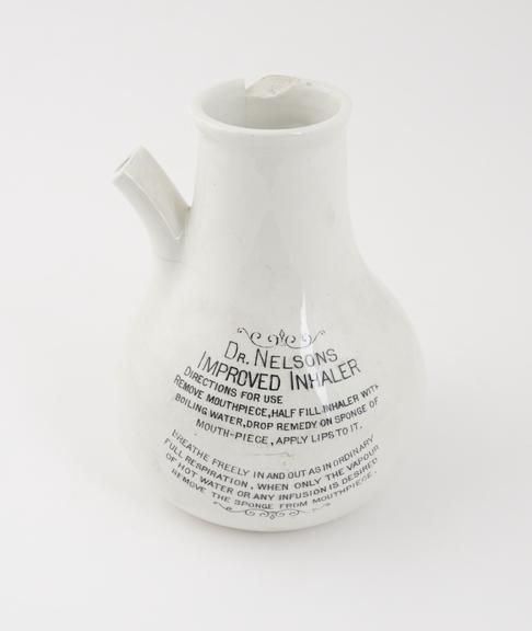 Earthenware inhaler, invented by Dr. Nelson in 1865