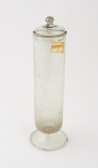 Tall glass leech jar with lid