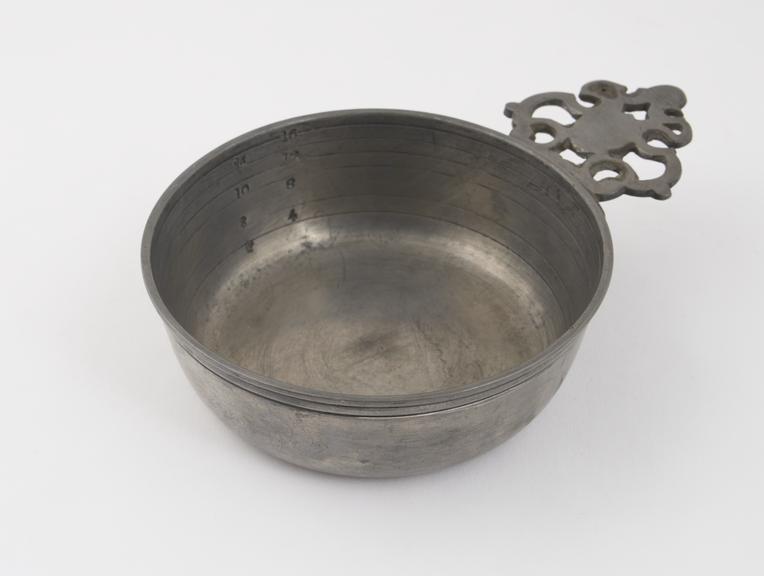 Pewter bleeding bowls, graduated, 18th or 19th century