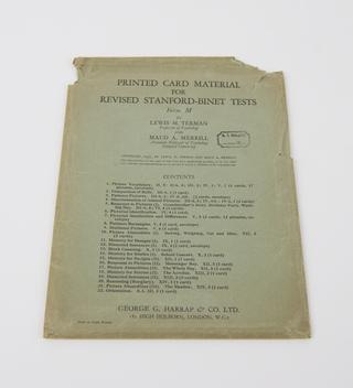 record booklet from Stanford-Binet Intelligence Scales (Form M): An intelligence test for Children